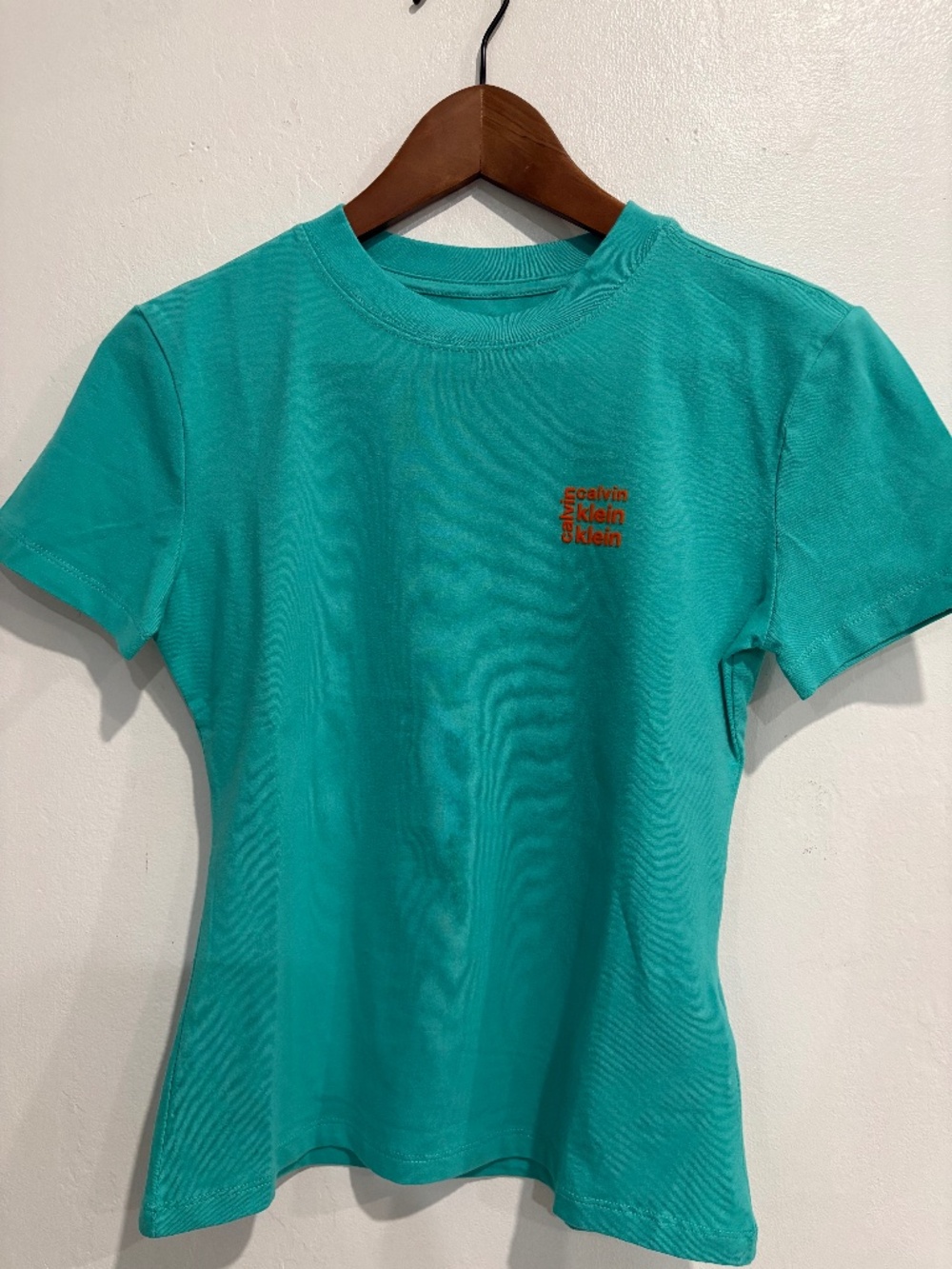 NWOT Women's X-Small Calvin Klein Aqua Cotton Tee Shirt